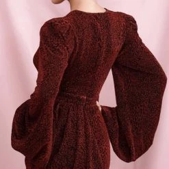 Influencer Style Jessica Bara Milania Long Sleeve V Neck Leopard Mini Dress