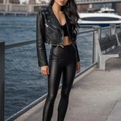 Jessica Bara Hailee Vegan Detachable Double Leather Jacket