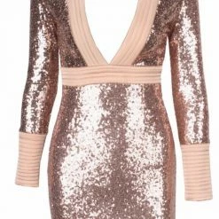 Jessica Bara Devin Long Sleeve Sequin Mini Dress Birthday Suit