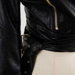 Outerwear Jessica Bara Oaklynn Cropped Faux Leather Jacket