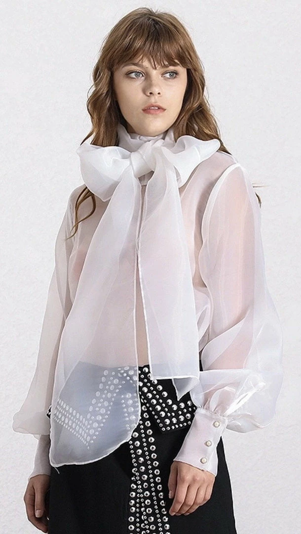 Reve Doll Essentials Jessica Bara Joy Long Sleeve Bow Blouse