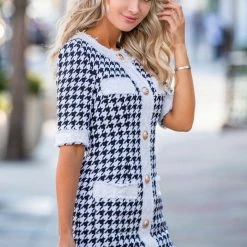 Jessica Bara Kaitlyn Tweed Houndstooth Mini Dress Influencer Style