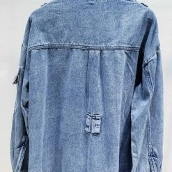 Reve Doll Essentials Jessica Bara Jayden Belted Gold Button Denim Jacket