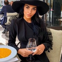 Influencer Style Jessica Bara Vance Mesh Ruffle Sleeve Blazer And Short Set