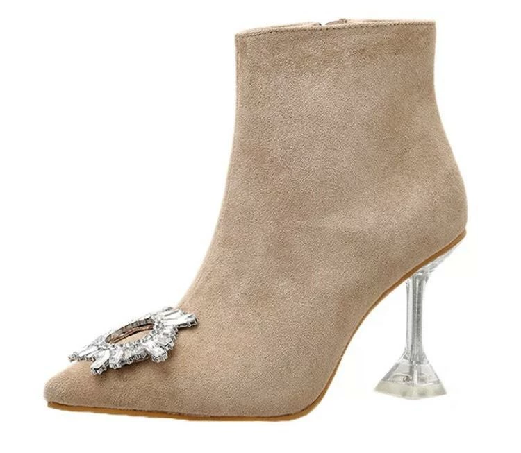 Reve Doll Essentials Jessica Bara Rowena Rhinestone Suede Ankle Bootie
