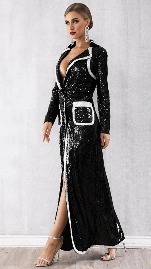 Jessica Bara Adair Sequin Contrasting Coat Reve Doll Essentials