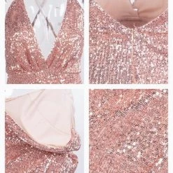 Jessica Bara Rene Rose Gold Sequin Gown