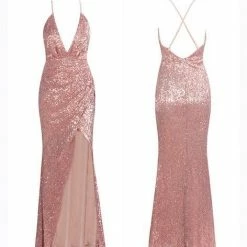 Jessica Bara Rene Rose Gold Sequin Gown