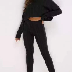 Jessica Bara Zoey Cable Knit Top And Legging Two Piece Set Reve Doll Essentials