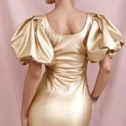 Birthday Suit Jessica Bara Rowan Puff Sleeve Leather Mini Dress