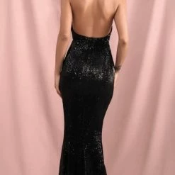 Jessica Bara Alayna Halter Neck Sequin Gown