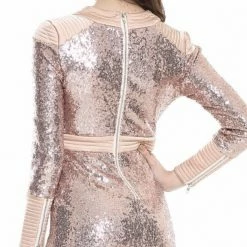 Jessica Bara Devin Long Sleeve Sequin Mini Dress Birthday Suit