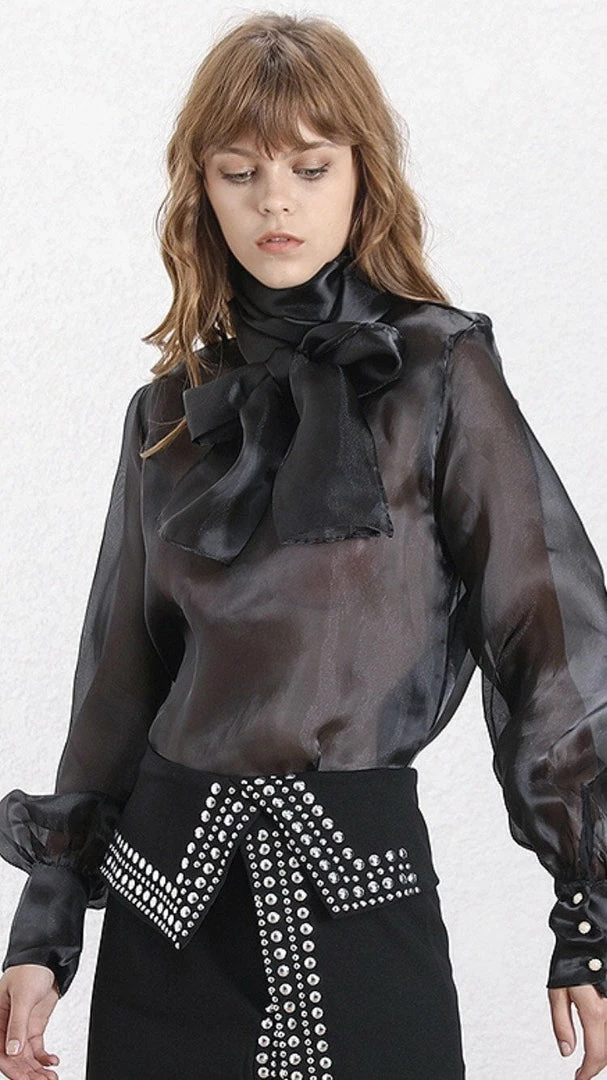 Reve Doll Essentials Jessica Bara Joy Long Sleeve Bow Blouse