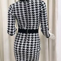 Jessica Bara Alma Long Sleeve Houndstooth Dress
