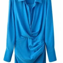 Jessica Bara Serenity Irregular V Neck Mini Dress Dresses