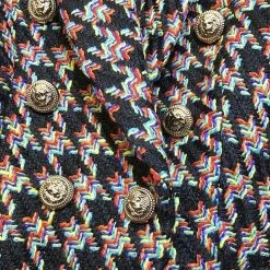 Jessica Bara Donatella Houndstooth Multi-Colored Tweed Blazer