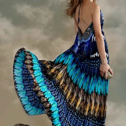Summer Lovin' Shahida Parides 3 Way Feather Long Dress