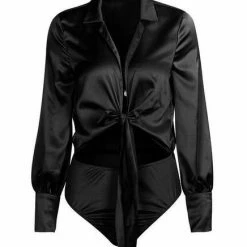 Jessica Bara Brooke Long Sleeve V-Neck Bodysuit Kelsey Adams