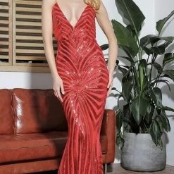 Jessica Bara Esmeralda V Neck Sequin Gown Best Sellers