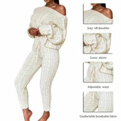 Jessica Bara Zoey Cable Knit Top And Legging Two Piece Set Reve Doll Essentials
