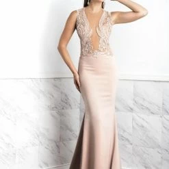 Baccio Couture Baccio Margot Painted Jersey Long Dress Dresses