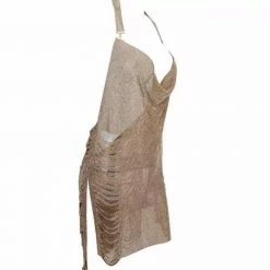 Jessica Bara Kenny Side Cut Out Crystal Mini Dress