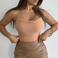 Jessica Bara Shiloh Ruched Bodycon Faux Leather Skirt Birthday Suit