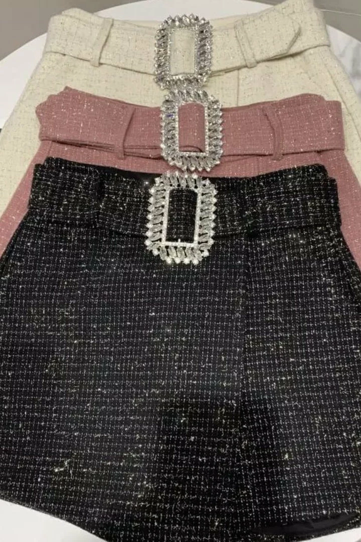 ReveBoutique Bottoms Jessica Bara Mandy Tweed Belted Shorts