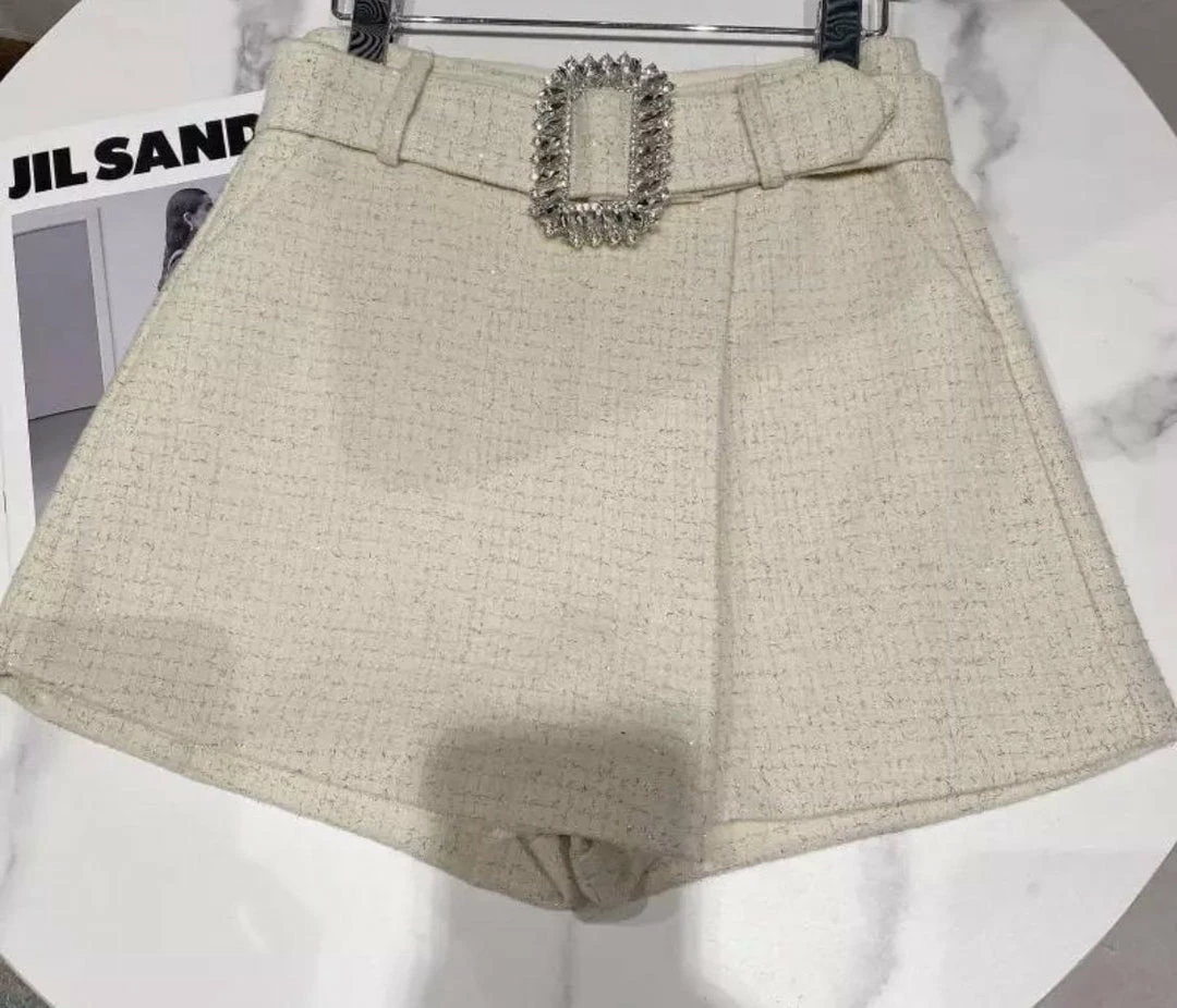 ReveBoutique Bottoms Jessica Bara Mandy Tweed Belted Shorts