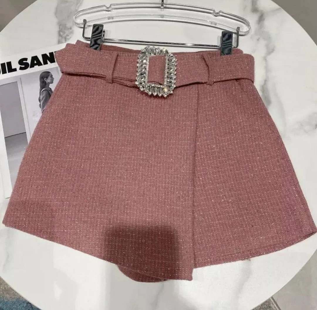 ReveBoutique Bottoms Jessica Bara Mandy Tweed Belted Shorts