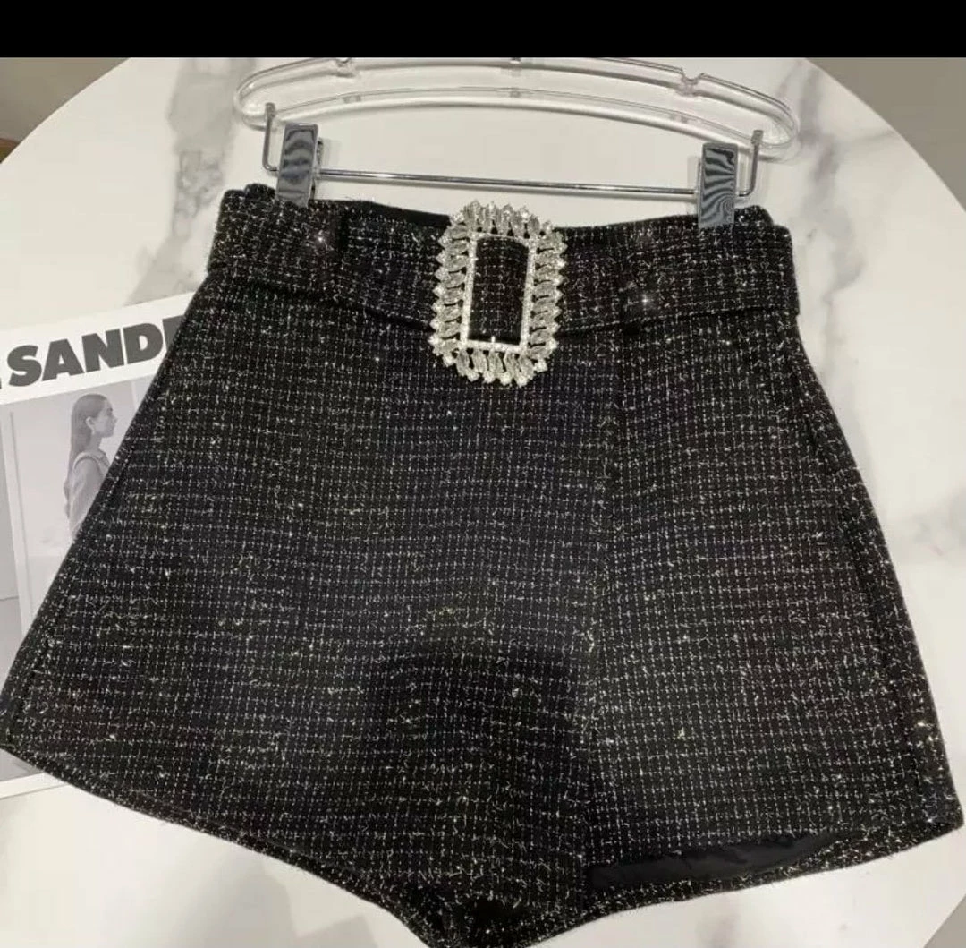 ReveBoutique Bottoms Jessica Bara Mandy Tweed Belted Shorts