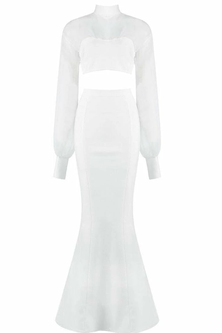 Jessica Bara London Long Sleeve Bodycon Maxi Two Piece Dress The Event Shop