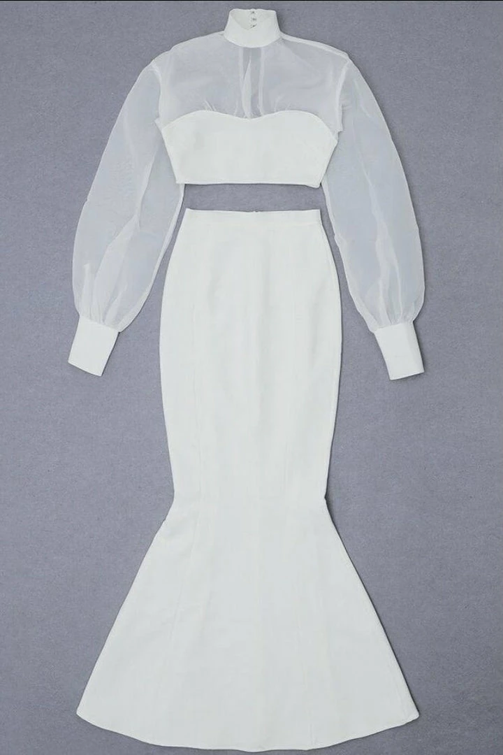 Jessica Bara London Long Sleeve Bodycon Maxi Two Piece Dress The Event Shop