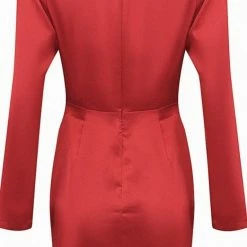 Jessica Bara Beatrice Long Sleeve V-Neck Knot Mini Dress