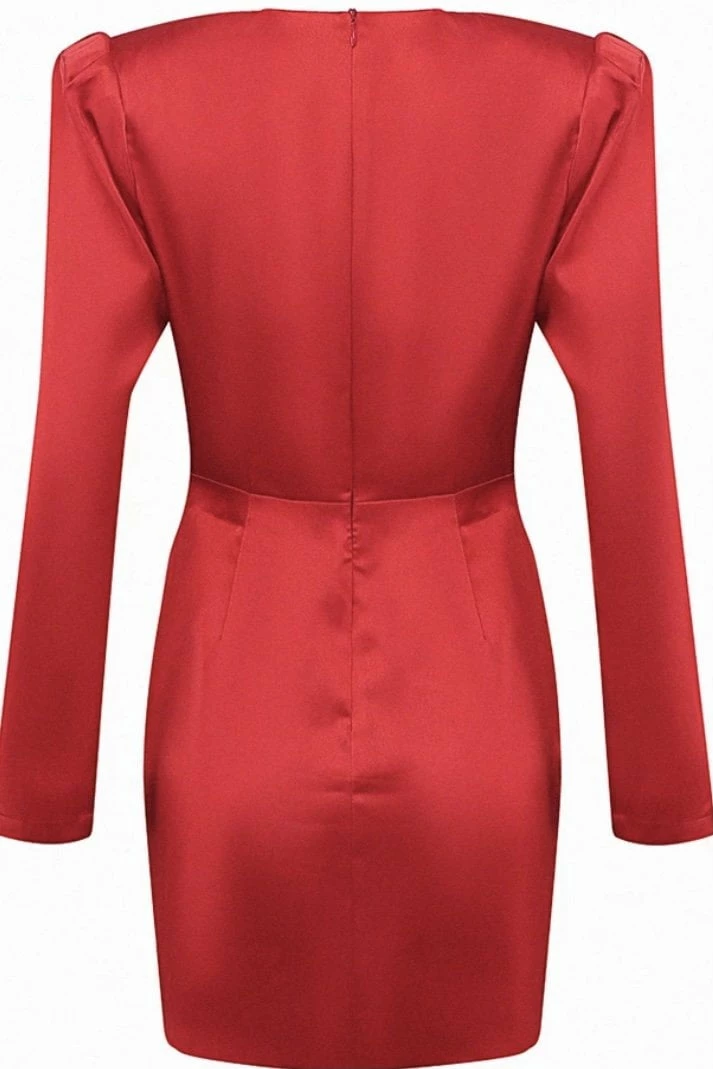 Jessica Bara Beatrice Long Sleeve V-Neck Knot Mini Dress