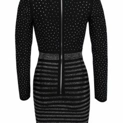 Jessica Bara Krystal Long Sleeve Rhinestone Mini Dress The Event Shop