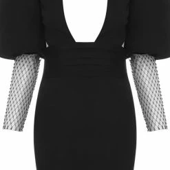 Dresses Jessica Bara Marilyn Puff Shoulder Mesh Sleeve Mini Dress