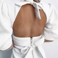 Dresses Jessica Bara Marilyn Puff Shoulder Mesh Sleeve Mini Dress