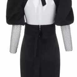 Jessica Bara Marilyn Puff Shoulder Mesh Sleeve Mini Dress