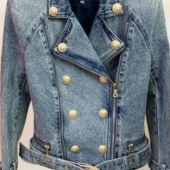 Jessica Bara Constance Denim Belted Blazer The Denim Destination