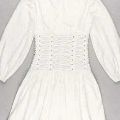 Jessica Bara Chantelle Lantern Sleeve Mini Pleated Dress Dresses