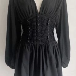 Jessica Bara Chantelle Lantern Sleeve Mini Pleated Dress Dresses