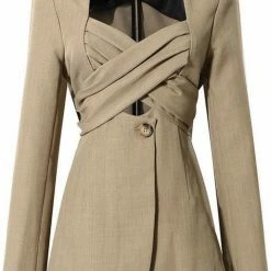 Jessica Bara Deborah V-Neck Crossover Belted Blazer The 9-5 Shop