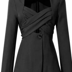 Jessica Bara Deborah V-Neck Crossover Belted Blazer The 9-5 Shop