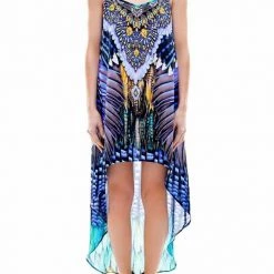 Shahida Parides Feather Print High Low Dress