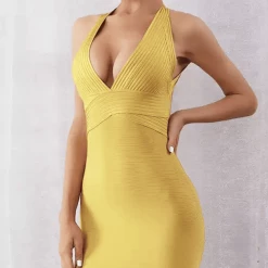 Jessica Bara Honey Bandage Open Back Midi Dress Dresses