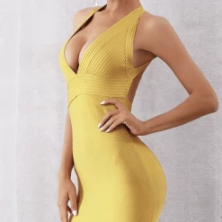 Jessica Bara Honey Bandage Open Back Midi Dress Dresses