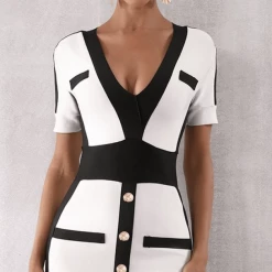 Jessica Bara Clash Color Block Bodycon Dress