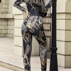 Jessica Bara Kaela Printed Long Sleeve Jumpsuit Jumpsuits