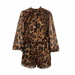 Influencer Style Jessica Bara Rory Long Sleeve Leopard Romper